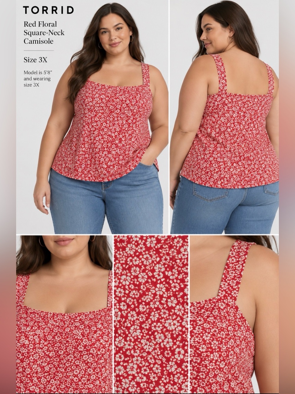 torrid Red Floral Square-Neck Camisole
